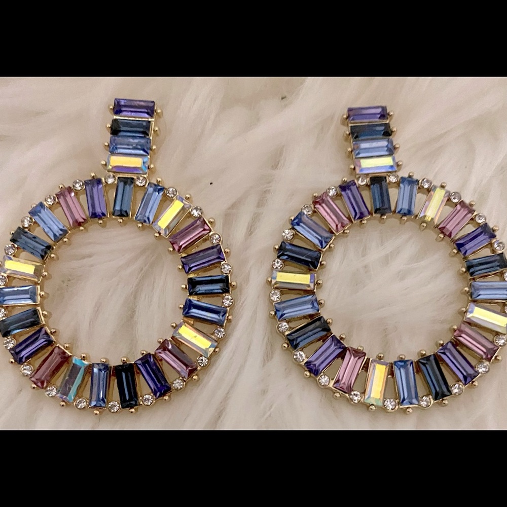 Stunning round jeweled pierced earrings